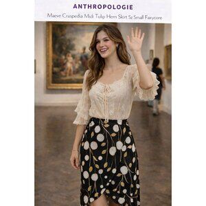 Anthropologie Maeve Craspedia Midi Tuilip Hem Skirt Sz Small Fairycore